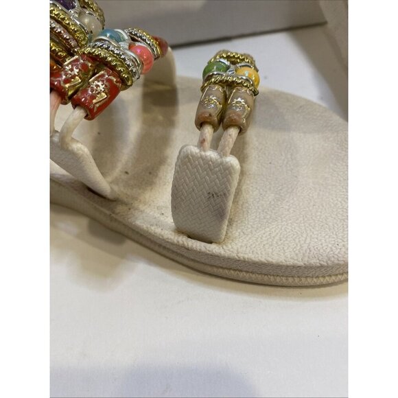 FRISKY BRAND TAN BEADED SANDOLS Size 8 ~ New - Picture 7 of 9